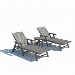 3 Piece Flat Chaise Lounge Set