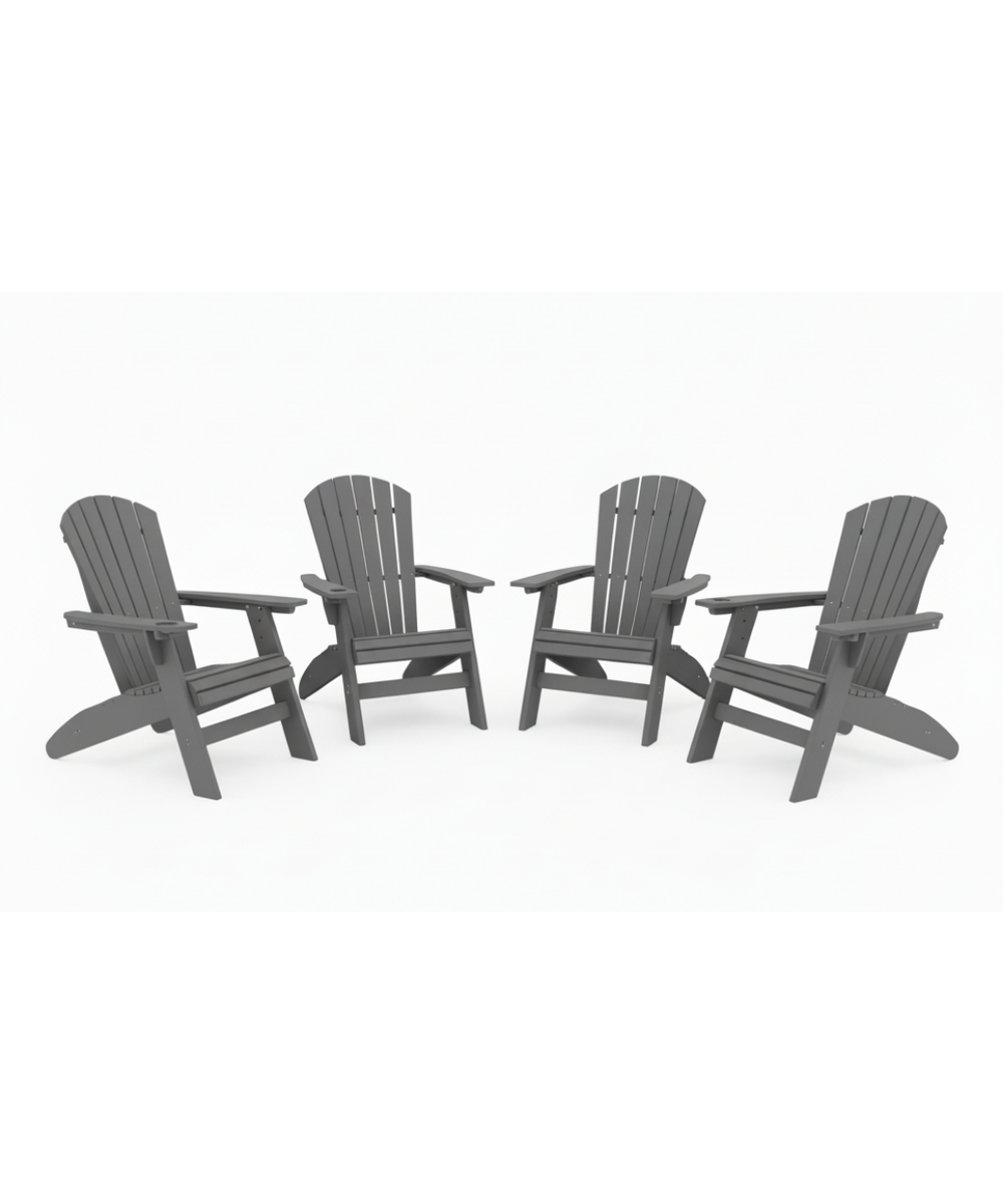 St. Simons 4-Piece Curved-Back Adirondack Chair Set | SoPoly