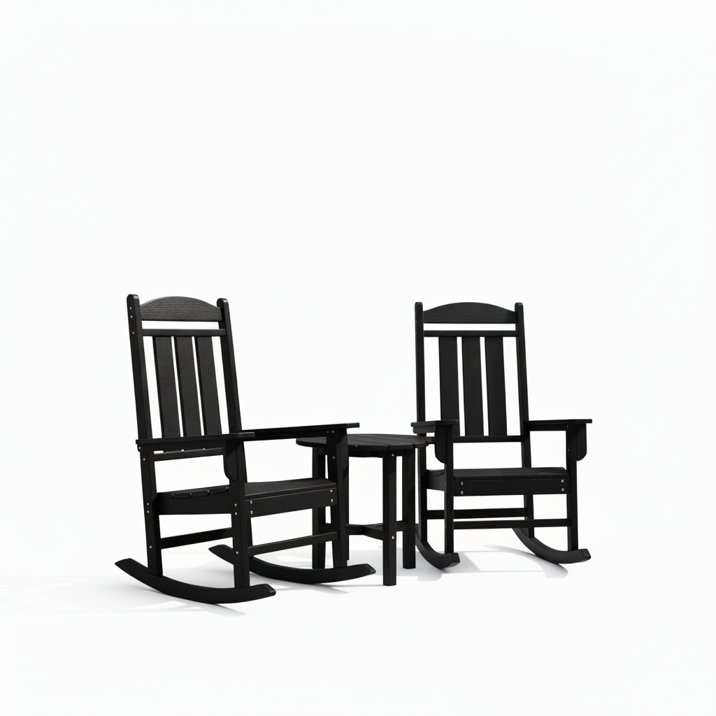 Double Rocker With Table Callaway 3-Piece Porch Rocker Set with Side Table | SoPoly