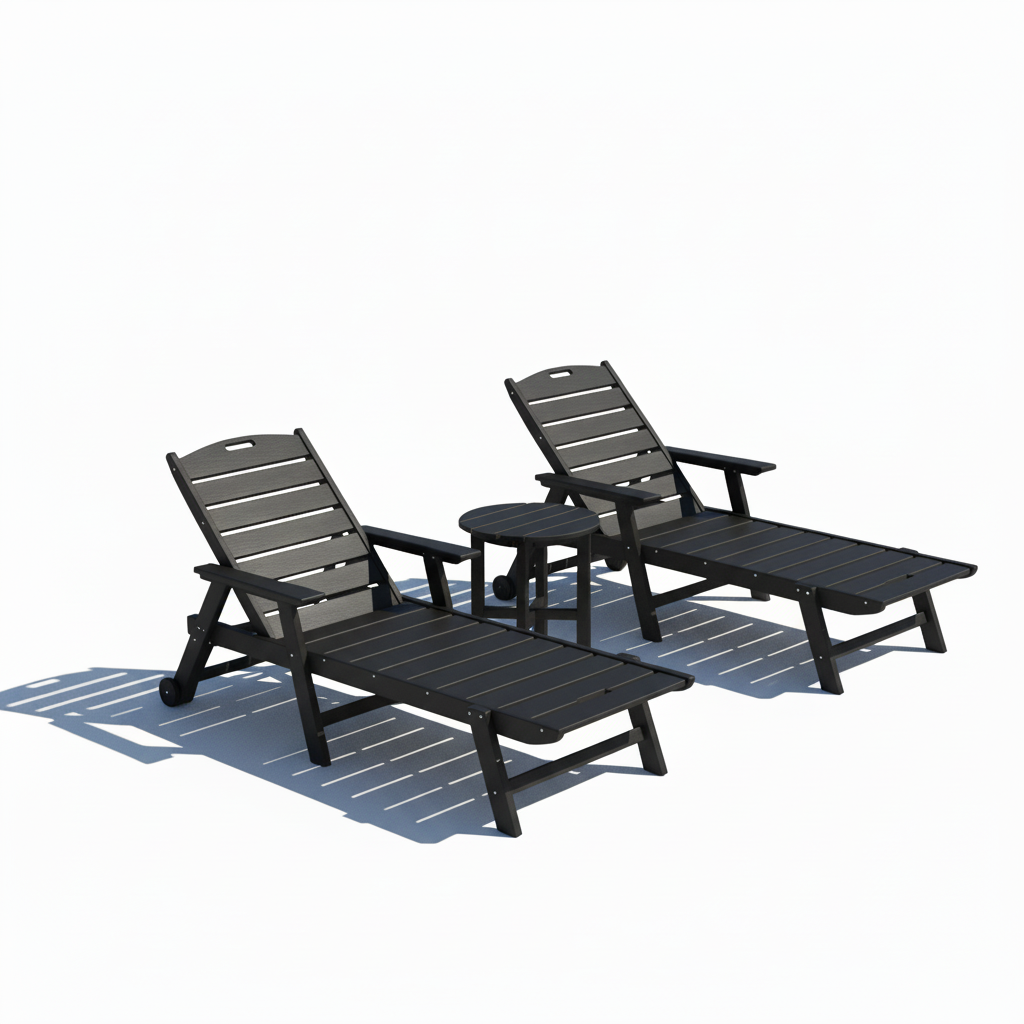 3pc St. Simons Flat Chaise Lounge Set w/ Side Table