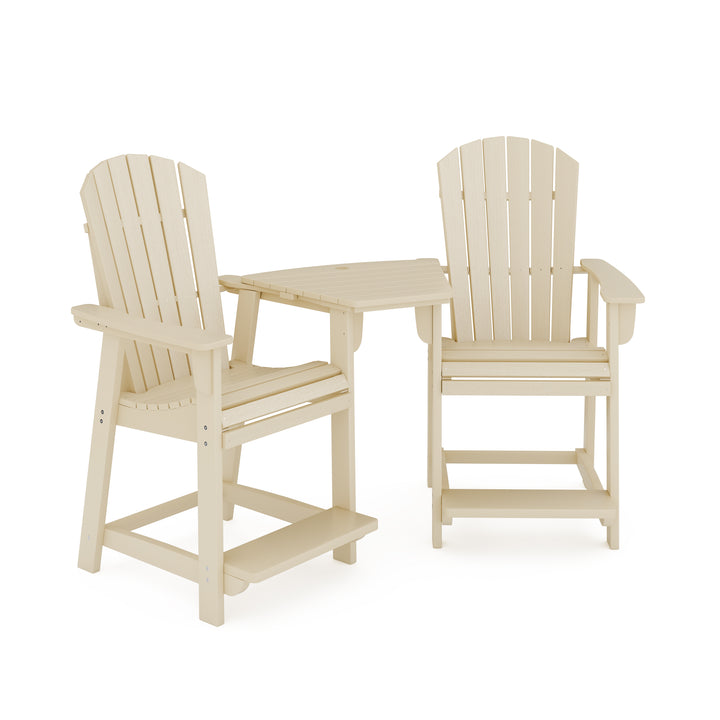 two tybee sand st. simons counter chair with a connector table attached on the armrests on a white background 