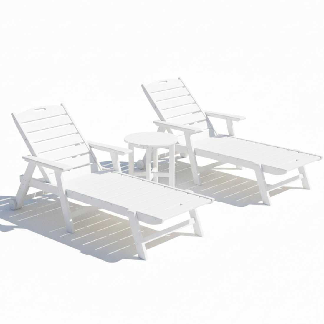 St. Simons 3-Piece Flat Chaise Lounge Set with Side Table