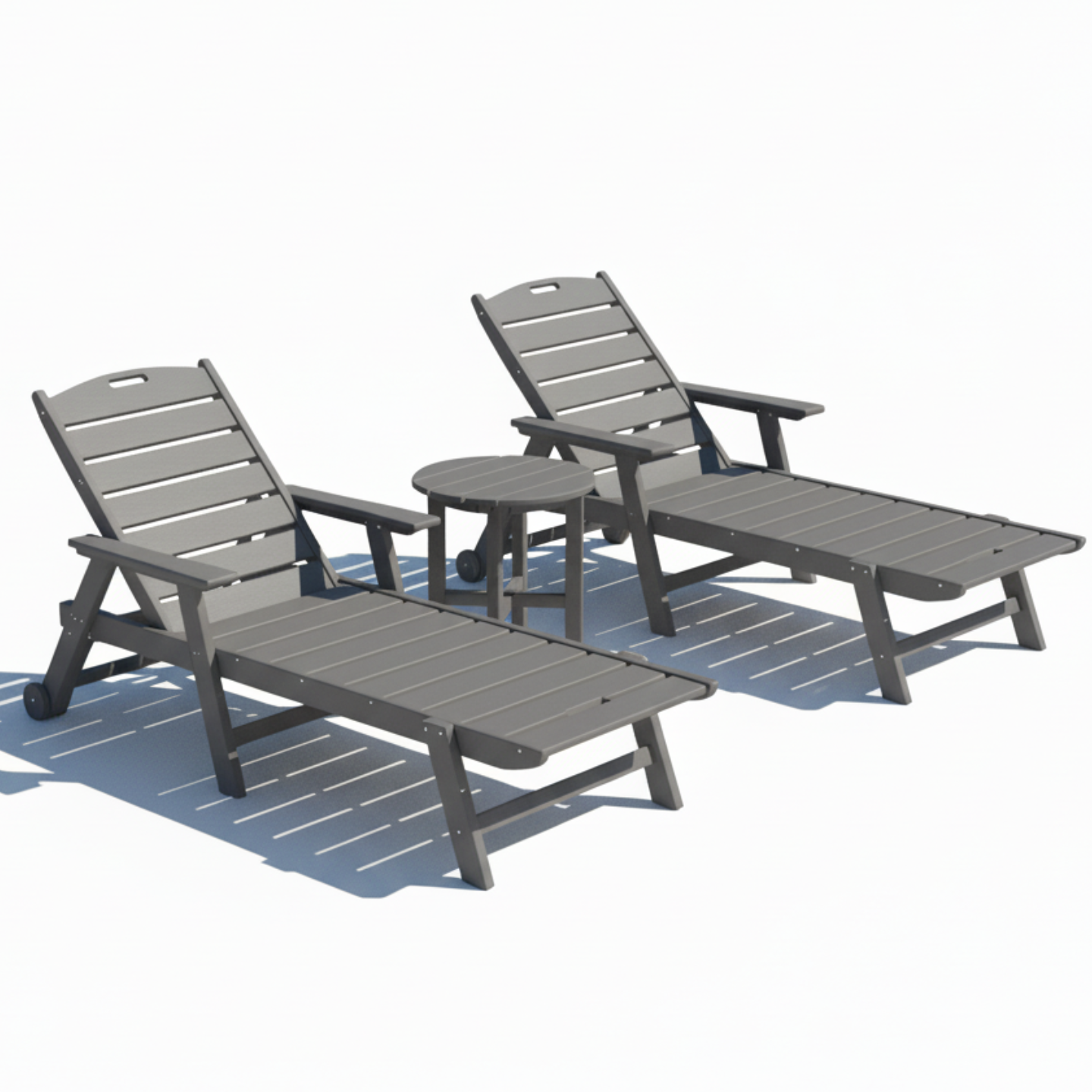 St. Simons 3-Piece Flat Chaise Lounge Set with Side Table