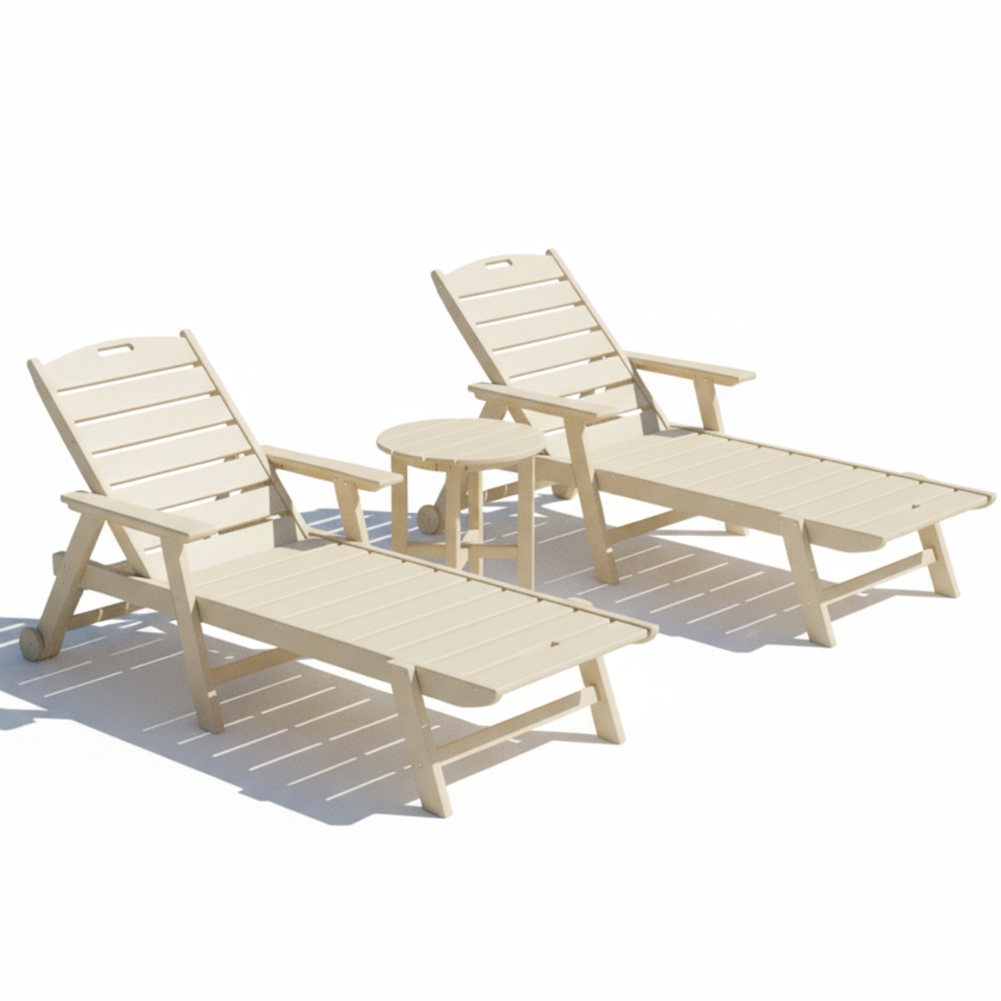 St. Simons 3-Piece Flat Chaise Lounge Set with Side Table