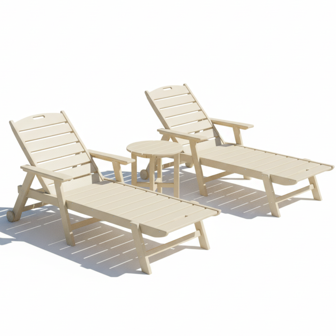 St. Simons 3-Piece Flat Chaise Lounge Set with Side Table