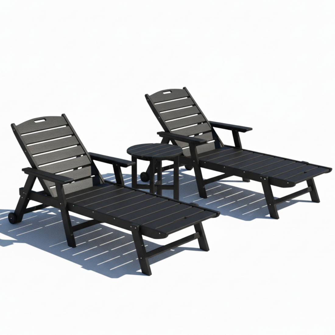 St. Simons 3-Piece Flat Chaise Lounge Set with Side Table