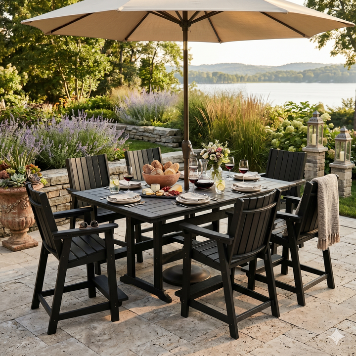 Callaway 7-Piece Farmhouse Counter-Height Dining Set