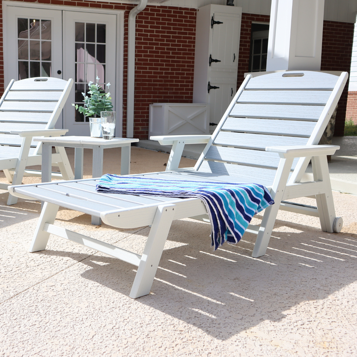 St. Simons 3-Piece Flat Chaise Lounge Set with Side Table
