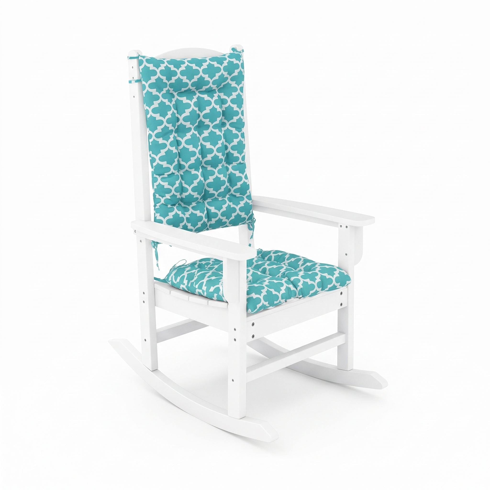 Fulton Aqua Porch Rocker Cushions - Latex Foam Fill - Fade Resistant