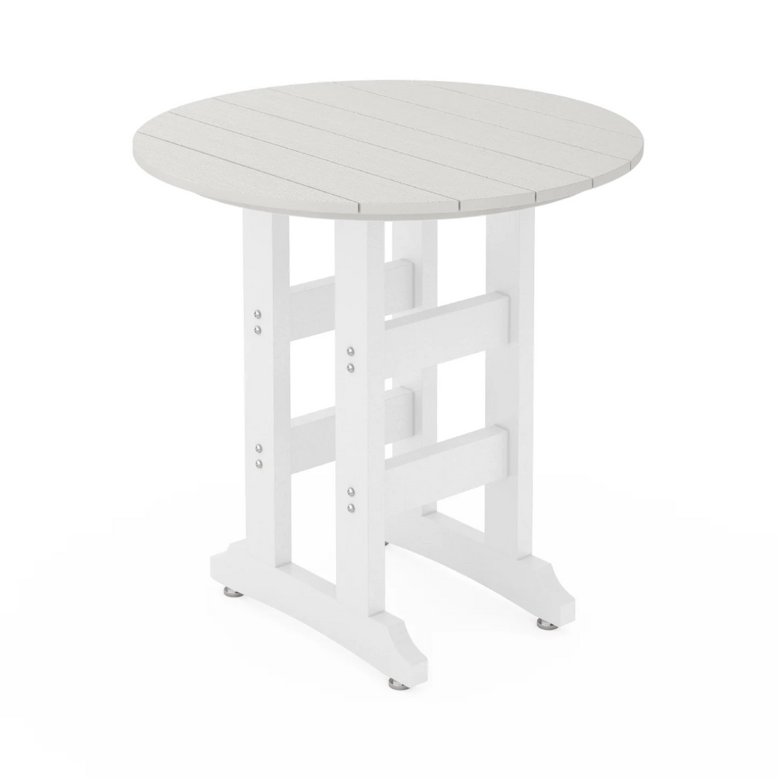 SoPoly 36" Round Destin White/Heron Grey outdoor table counter height on a white background