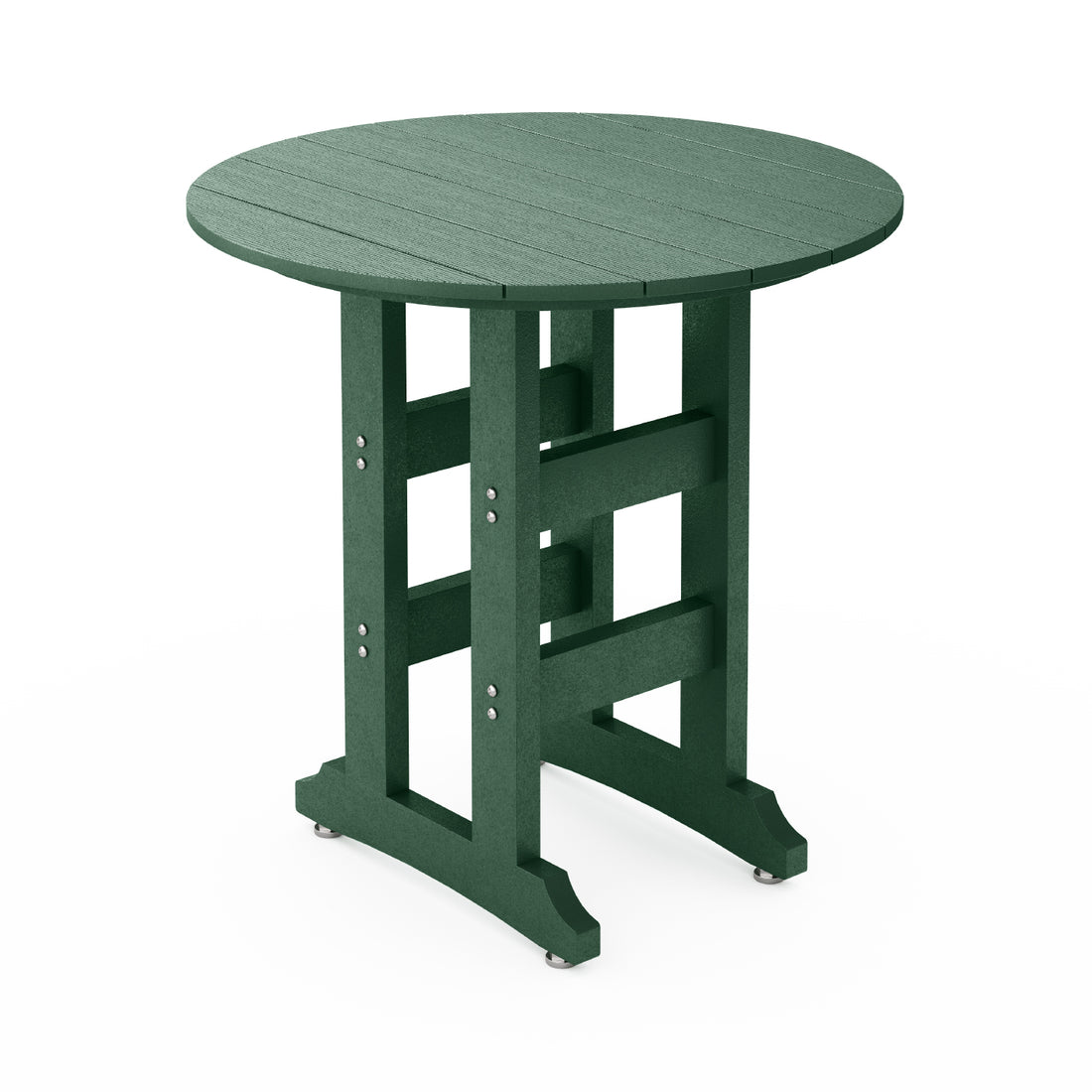 SoPoly 36" Round Augusta Green outdoor table counter height on a white background
