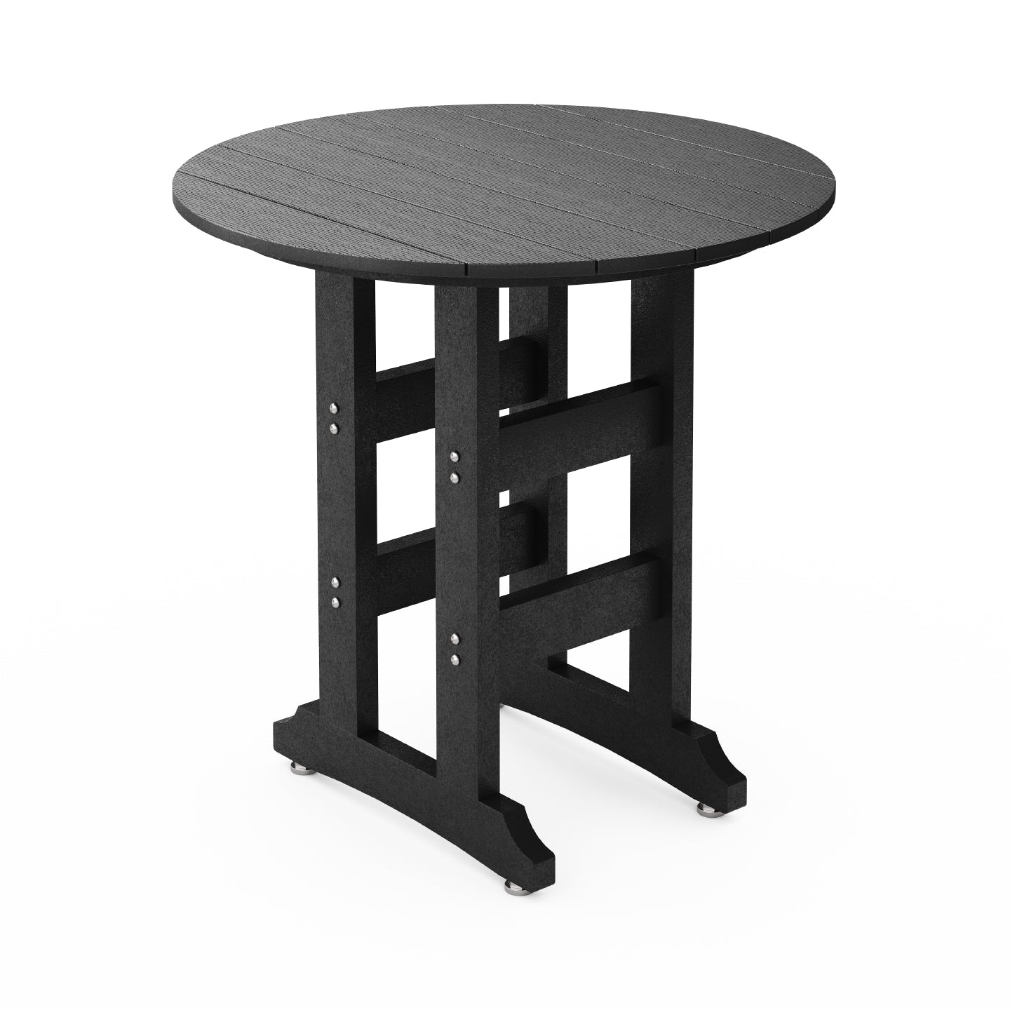 SoPoly 36" Round black outdoor table counter height on a white background
