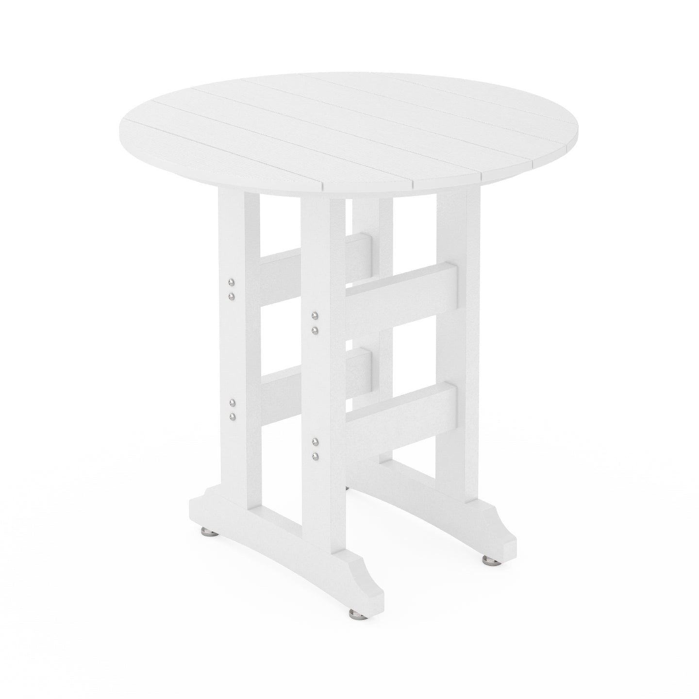 SoPoly 36" Round Destin White outdoor table counter height on a white background