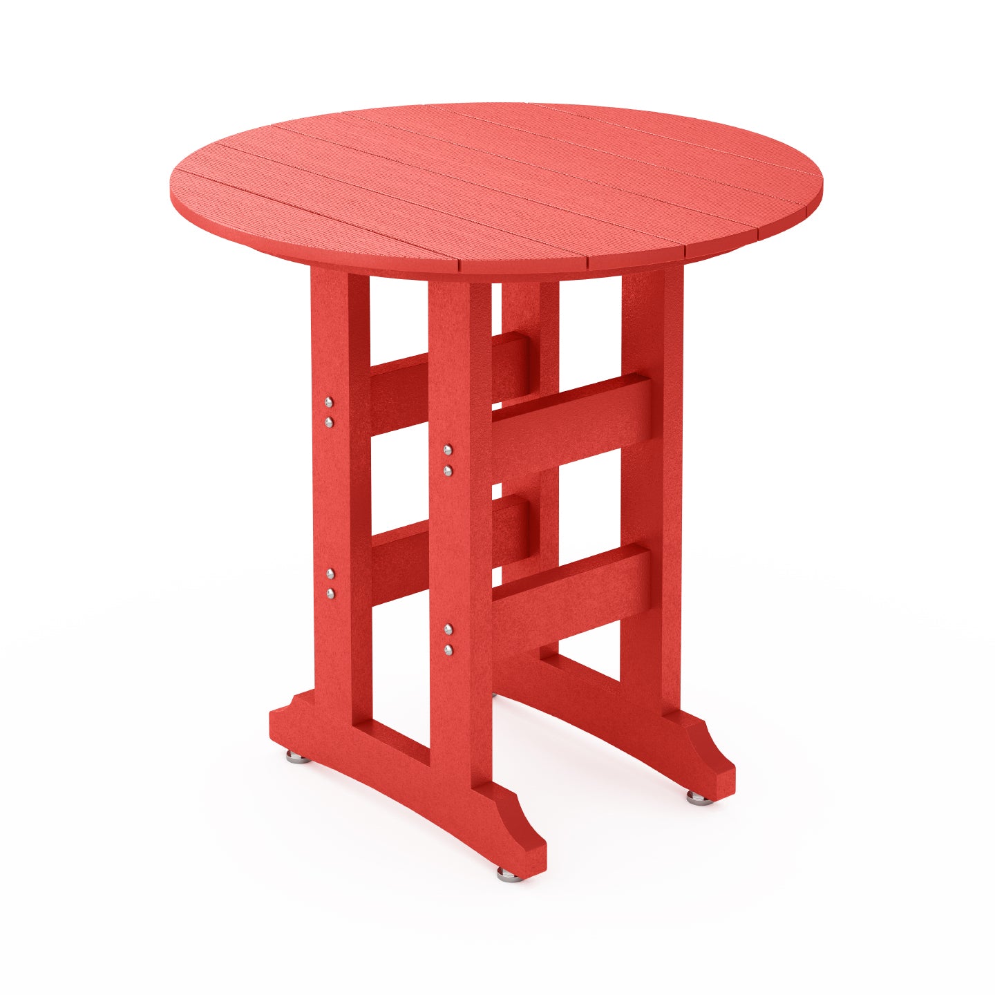 SoPoly 36" Round Georgia Red outdoor table counter height on a white background