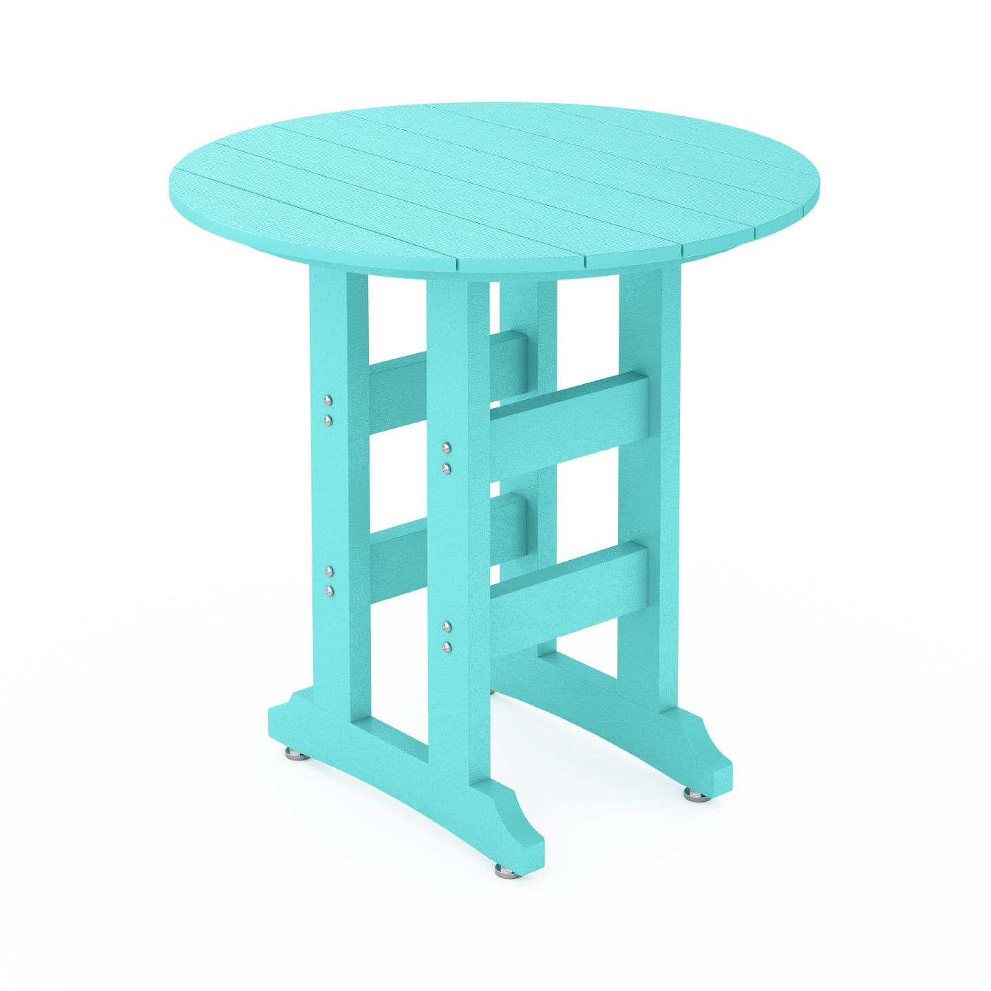 SoPoly 36" Round Gulf Shores Teal outdoor table counter height on a white background