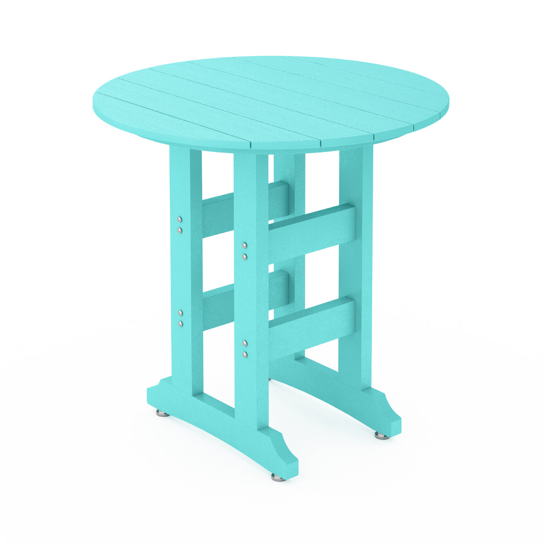 SoPoly 36" Round Gulf Shores Teal outdoor table counter height on a white background