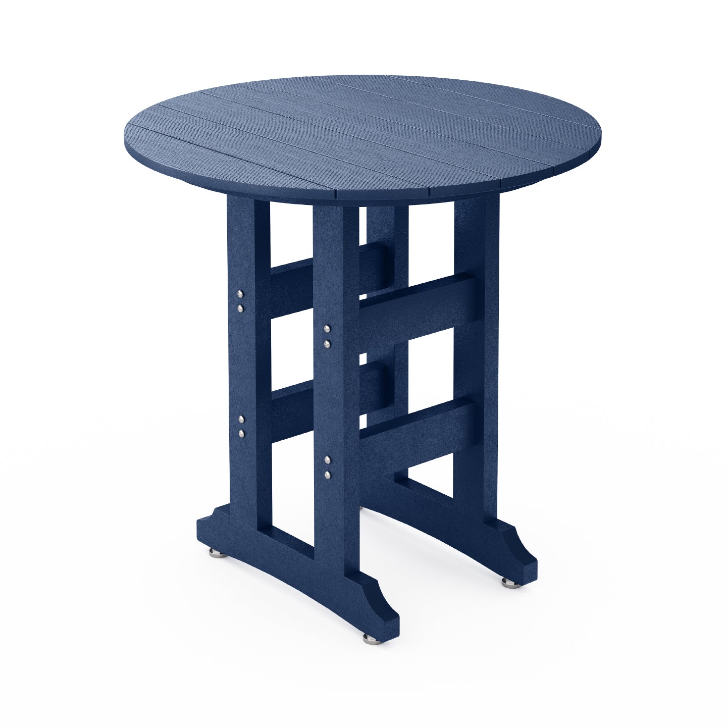 SoPoly 36" Round Patriot Blue outdoor table counter height on a white background