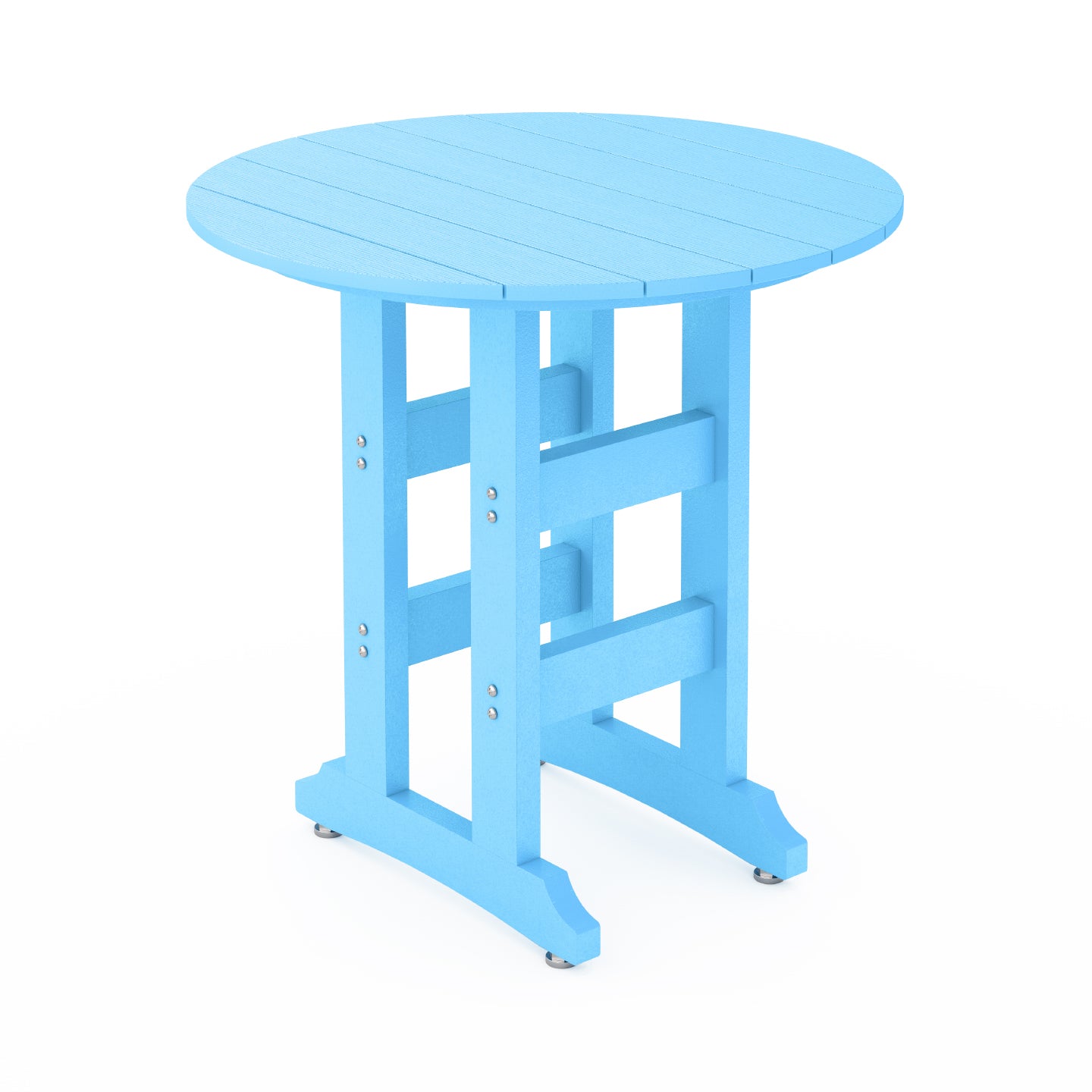SoPoly 36" Round Summer Blue outdoor table counter height on a white background