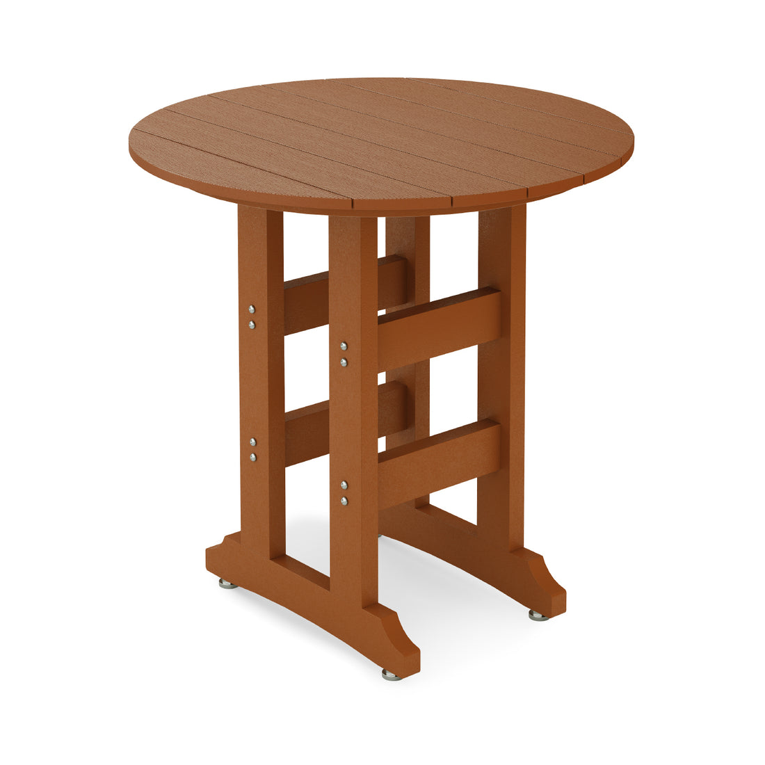 SoPoly 36" Round Teak outdoor table counter height on a white background