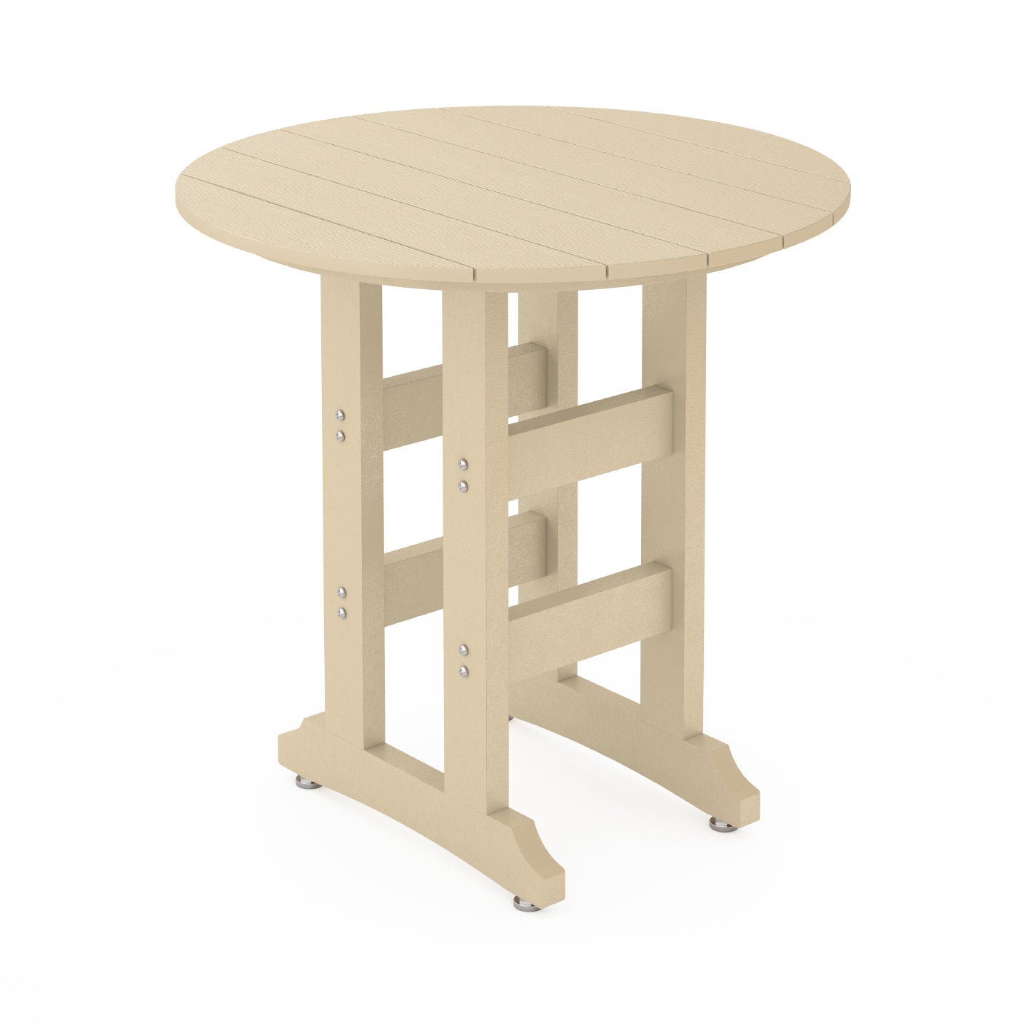 SoPoly 36" Round Tybee Sand outdoor table counter height on a white background 