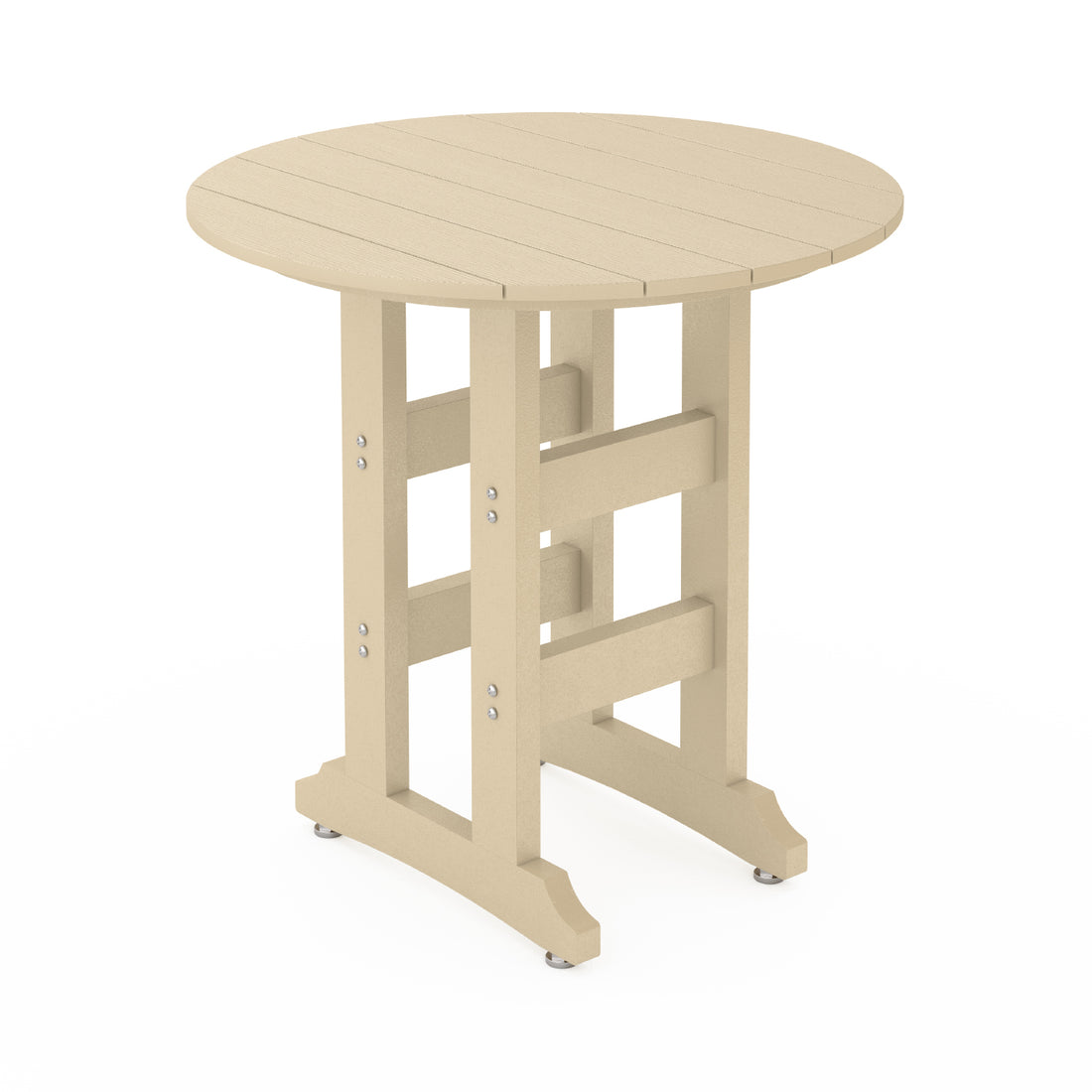 SoPoly 36" Round Tybee Sand outdoor table counter height on a white background 