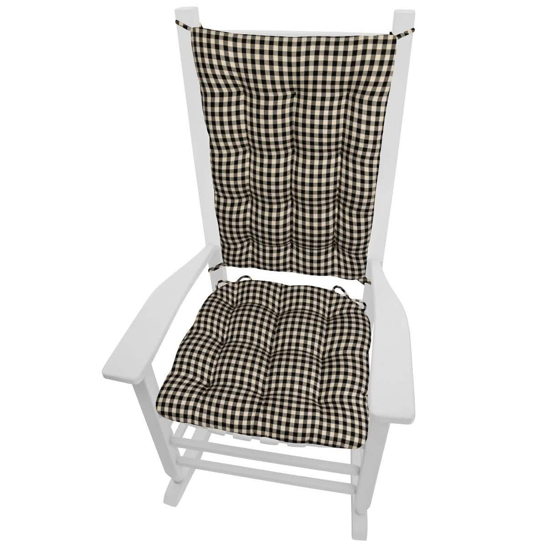 Farmhouse Check Black & White Checkered Rocking Chair Cushions - Made in USA